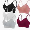 5 Pcs Camisole Bralette for Women Double Straps Cami Bralette Everyday Padded Bras Sports Elastic Spaghetti Underwear. Size L Green, Peach, Purple, White, Black
