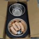 Elevated Cat Bowl, Raised Cat Food and Water Bowl Set for Indoor Cats, Splash Proof with 4 Stainless Steel Pet Food Bowls for Cats and Puppies, Whisker Fatigue and Dishwasher Safe - Black