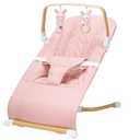 Portable Baby Bouncer, Bouncer Seat for Babies 012 Months, 3 Recline Positions, Foldable Baby Rocker Chair with Removable Wooden Bar, Pink
