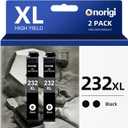 232XL Black Ink Cartridge Combo Pack Remanufactured Replacement for 232 Black Ink Cartridge for WF-2930 XP-4200 XP-4205 WF-2950 Printer(2 Pack)