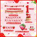 Strawberry 1st Birthday Decorations Berry 1st Birthday Party Supplies Include Glitter Photo Banner Plates Napkins Cups Tablecloth for Sweet One Girls Party Supplies Baby Shower Decor Serve 50