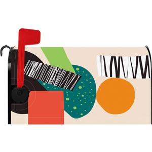 POP-Art Magnetic Mailbox Cover - Contemporary Art Abstract Wavy Lines - Waterproof - Standard Size 21x18 Inches - Decorative for Family Outside Garden Yard