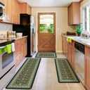 Dunzy 3 Pcs Anti Fatigue Mats for Kitchen Floor, Vintage Floral Cushioned Kitchen Mats, Green Memory Foam Non Slip Waterproof Standing Rug Set for Laundry Home, 17" x 29" 17" x 47" 17" x 59"(Vintage)