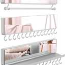 J JACKCUBE DESIGN MK610A Acrylic Mirror 3-Piece Wall Mounted Hanging Jewellery Organiser, Necklace Holder with Removable Bracelet Rod and 28 Jewellery Hooks for Earrings and Bracelets