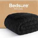 Bedsure Gentlesoft Sherpa Fleece Blanket Twin Size for Bed - Fluffy & Cozy Cable Jacquard Tufted for Women Gift, Thick and Warm Christmas Blanket for Winter, Black, 60x80 Inches