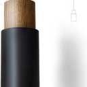 DUHU Black and Wood Pendant Light,Modern Kitchen Pendant Light Over Island,Industrial Metal Lampshade,Single Hanging Light E26 for Dinning Table,Bedroom Nightstand,Bar,Farmhouse,Height Adjustable