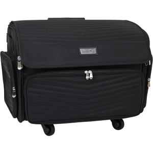Everything Mary 4 Wheels Collapsible Deluxe Sewing Machine Storage Case - Rolling Trolley Carrying Bag for Brother, Singer