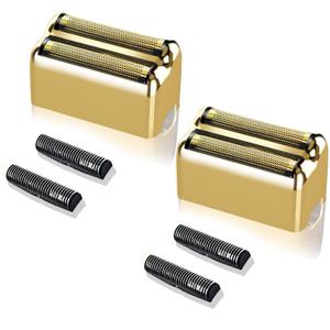 Professional Replacement Foil and Cutters for BaBylissPRO Barberology Double Foil Shaver, Compatible with BaBylissPRO Barberology FXFS2 Shaver (2 gold)