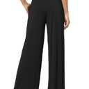 WiWi Wide Leg Pajama Pants for Women Viscose from Bamboo Super Soft Sleep Pj Sweatpants Lounge Palazzo Pjs Bottoms with Pockets S-XXL, Black, Large (Black, L)