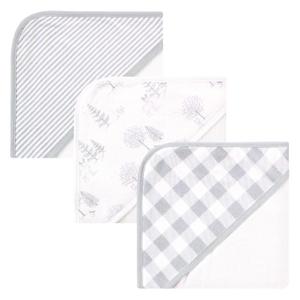 Touched by Nature Unisex Baby Organic Cotton Hooded Towels, Gray Woodland, One Size