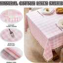 Checkered Tablecloth Rectangle Cotton Linen Gingham Table Cloth with Tassel Washable Wrinkle Free Heavy Duty Buffalo Plaid Table Cover for Dining/Party/Picnic (Pink, 55" x 102" (Rectangular))
