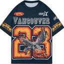 WDIRARA Men's Eagle Letter Graphic Street T Shirt Oversized Short Sleeve Crewneck Tee Top XS
