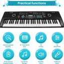 61 key keyboard Piano, Portable Electronic Digital Piano, Built In Dual Speakers, External Microphone, Power Plug, Rich Teaching Content, Multi-Functional Electronic Piano Suitable For Beginners
