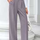 FUNYYZO Wide Leg Dress Pants for Women Work Slacks Business Casual Outfits (Purple, XL)