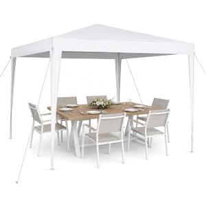10x10 Outdoor Canopy Tent with Pole Frame, Backyard Party Tent (Not Pop Up)
Waterproof PE Canopy Tent, Rust-Resistant Steel Frame, Great Value Backyard Tents for Parties(White)