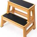 StrongTek Wood Step Stool, 17" Tall Two-Step Design for Adults & Kids, Heavy-Duty 500 lbs Capacity with Non-Slip Steps, Ideal for Kitchen, Bedside & Bathroom Use