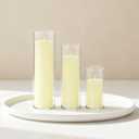 12-Pack Ivory Pillar Candles (2''X3,4,6) & 12-Pack Glass Cylinder Vases(2.6''X5,6,8),Hurricane Candles,Wedding Centerpiece Decor Set-Mixed Heights for Table, Proposal, Event.