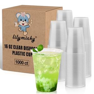 Lilymicky 1000 PACK 16 oz Clear Plastic Cups, Cold Disposable Party Drinking Cups for Parties, Picnic, BBQ & Events