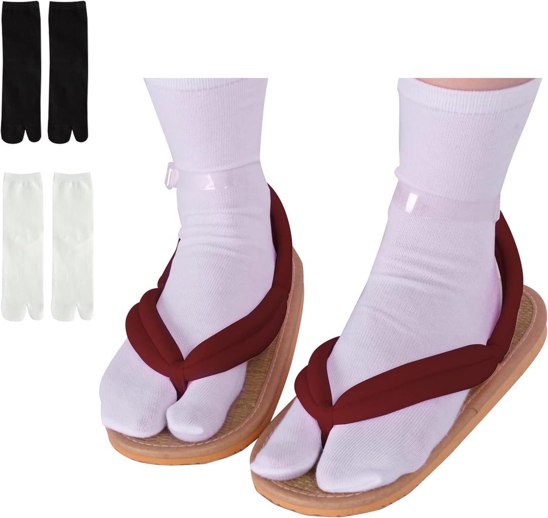 Anime Unisex Cosplay Clog Shoes Japanese Cosplay Prop Oshitari (10 Women/9 Men, Deep Red)