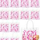 Sweetude 24 Pcs Cheer Clear Treat Bags with Handles for Cheer Team Cheerleader Gift Bag Bulk Cheerleader Party Supplies (pink)
