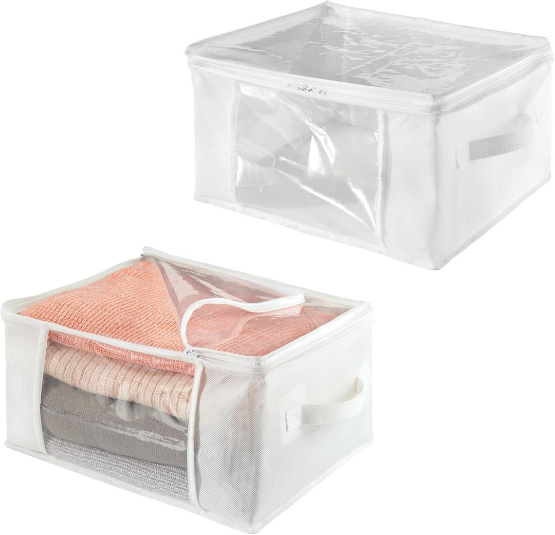iDesign Fabric Storage Zipper Bag-Medium, 16" x 12" x 8", Set of 2, Standard 2 Count