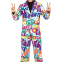 fun shack Groovy Mens Hippie Costume, Retro Mens Hippie Costumes for Adults, Groovy Costumes for Men, 60s Suit Men, XL