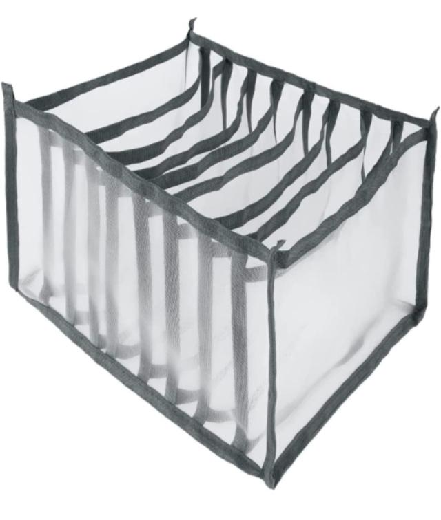 Collapsible Wardrobe Clothes Organizer Mesh Divider Clothes Storage Box Closet Organizer Organizers,Gray T-Shirt Skirt 9 grids, 3 Pack