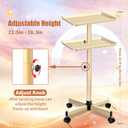 Salon Tray on Wheels, Champagne Gold Salon Rolling Tray with Adjustable Height, Metal Service Instrument Storage Tray for Salon&Home Use