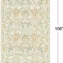 Washable Sage Green Living Room Area Rug 6x9, Boho Botanical Area Rug for Bedroom, Kitchen Table, Nursery, Home Office - Low Pile Non-Slip Vintage Carpet - Soft Farmhouse Accent Mat