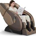 2025 Massage Chair Full Body,Zero Gravity Lower Back and Calf Heating Shiatsu Massage Recliner with 6 Auto with Manual ModesHome and Office UseMM450 Brown and Gold