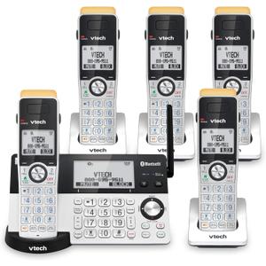 VTech IS8151-5 Super Long Range 5 Handset DECT 6.0 Cordless Phone for Home with Answering Machine, 2300 ft Range, Call Blocking, Bluetooth, Headset Jack, Power Backup, Intercom, Expandable to 12 HS