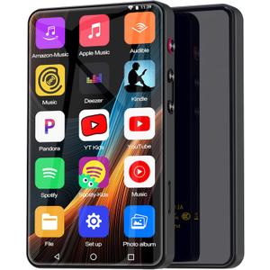 144GB MP3 Player with Bluetooth and WiFi, HD 4" Full Touch Screen MP4 Music Player with Spotify,Parental Control, Amazon Music,YouTube,Android Mainstrem Media MP4 Music Player for Kids up to 1TB,Black