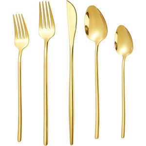 30-Piece Silverware set for 6, Premium 18/10 Stainless Steel Flatware Cutlery Set, Luxury Eating Utensils Set Include Spoons Forks & Knives, Mirror Polished, Dishwasher Safe (Gold)