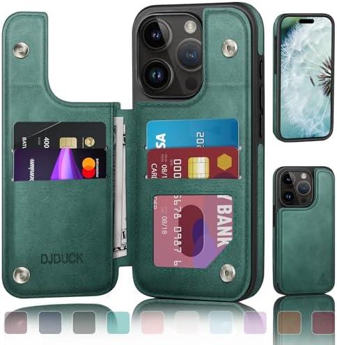 DJDUCK Designed for iPhone 16 Pro Max Case Wallet with Card Holder, [Magnetic Clasp Cover] [RFID Blocking Leather Protection] Shockproof Women Men Cases 6.9 Inch for Apple 16 Pro Max Sea Green