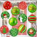 Soulchen 12 Pcs 9 Inch Large Christmas Ornaments Outdoor Double Sided Hanging Ornaments Giant Plastic Red Green and White Christmas Yard Decorations for Lawn Porch Holiday Xmas Hangings Decor