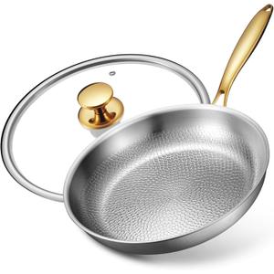 Titanium Pans for Cooking, Ø12in with Lid, Butter Warmer