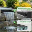POPOSOAP Pond Waterfall Spillway Kit, 23" Waterfall Spillway with 63W 1600 GPH Pump, 10ft Corrugated Tubing & Filter Box for Pondless Waterfall, Outdoor Pond and Stream Features P458Y