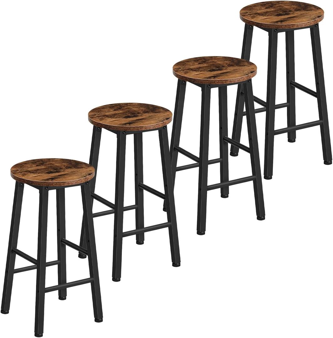 HOOBRO Bar Stools, Barstools Set of 4,Counter Height Barstools, 24.8" Bar Stools for Kitchen Island, Industrial Bar Chairs, for Dining Room, Kitchen, Bar, Rustic Brown and Black BF07BYP401G1
