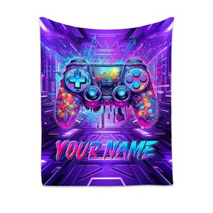 Jekeno Gaming Blanket Gifts for Boys Teens Girls Men Women Christmas Birthday Blue Video Game Gamepad Decor Home Bedroom Living Room Kids Adults Soft Cozy Warm Plush Sherpa Throw 50"x60"