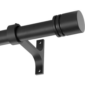 Curtain Rods for Windows 28 to 120 Inches, Vimayta 1 Inch Adjustable Heavy Duty Drapery Rod with Aluminum Alloy Finials and Brackets for Living Room, Bedroom, Kitchen, Patio, Sliding Door, Matte Black