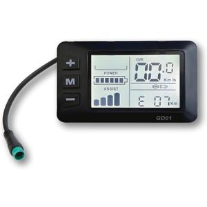 Electric Bike 36V 48V GD01 LCD Display Meter, 5 Pin Waterproof Plug Digital Cycling Computer with Real Time Speed Battery Data Display for 0.9in/22.2mm Handlebar, JN Controller Compatible