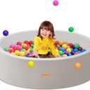 HARBOLLE Baby Ball Pit 47.2" Soft Round Memory Foam Ball Pits NOT Included Balls Indoor Outdoor Playpen for Babies Toddlers Kids Great Gift for Girls Boys, Gray