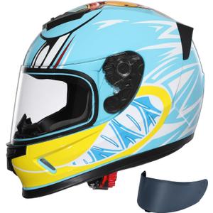 TRIANGLE Kids Motorcycle Helmets Youth Full Face Helmet Lightweight with 2 Visors DOT Approved (Medium, Glossy Blue)