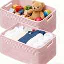 UBBCARE Large Woven Storage Baskets for Organizing, Clothes/Towel/Sweater Organizer for Closet, Storage Baskets Bins for Shelves, Blanket Basket, 17''Lx13''Wx7.5''H, Pink /  10PACK