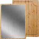 GR Kraft Stainless Steel & Bamboo Double-Sided cutting boards non toxic, Durable, Knife-Friendly Design, Microplastic-free, large cutting board Chopping Meat, Fish, Chicken, Bread, Fruits & More, 18.8"L x 0.6"W