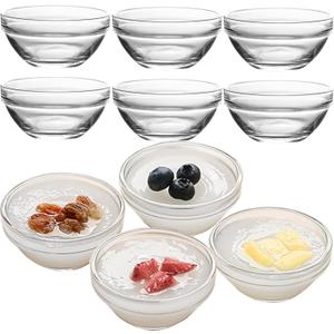 3in 2.5oz Small Clear Glass Ramekins Custard Bowls, 10 Pack Mini Glass Dipping Sauce Cups Pinch Bowl, Little Kitchen Condiment Ingredient Prep Salad Dishes, Dishwasher Microwave Freezer Safe
