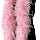 Happy Feather 2 Yards 80g Turkey Chandelle Feather Boa for DIY Craft,Party Dancing Dress Up, Halloween Decoration (Light Pink)