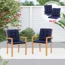 Outdoor Patio Chair Cushions Set of 2, Water Resistant Square Seat/Back Cushions with Ties, All Weather 36"x20" Seating Cushions for Outdoor Furniture, 20x36inch Seat+Back