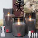 Flameless Candle Night Light, Motion Sensor Auto Switch On/Off, Rechargeable LED Glass Night Light with Remote Control and Timer Function, Ideal Kids Adults Nightlight for Bedroom, Bathroom, Hallway