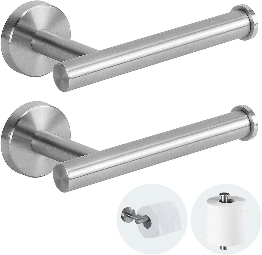 2-Piece Toilet Paper Holder - SUS 304 Stainless Steel Toilet Paper Holder Wall Mount, Toilet Paper Roll Holder for Bathroom, Kitchen, Washroom - Brushed Nickel